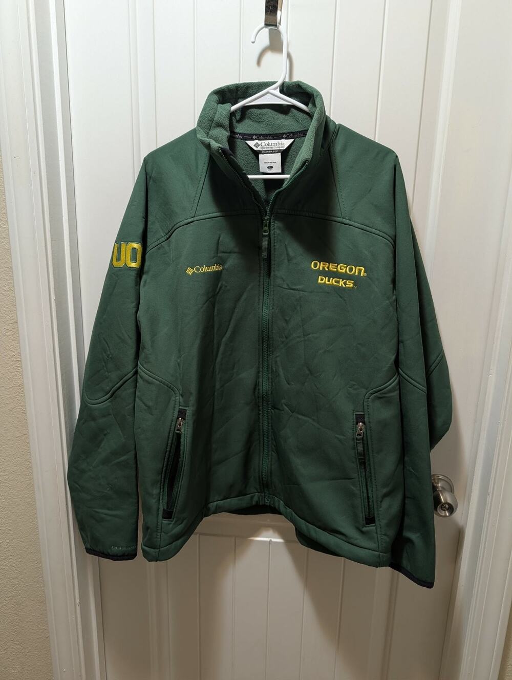 NCAA COLUMBIA University of Oregon Ducks Men’s L Green Softshell Jacket GameDay